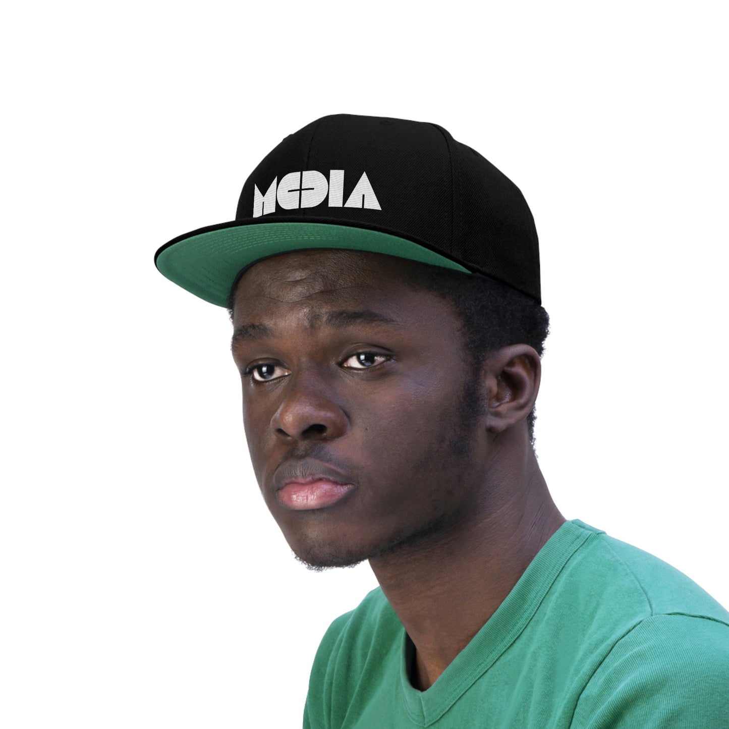 Media Logo Flat Bill Hat